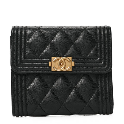 Chanel Caviar Quilted Compact Boy Wallet Black 1 of 6