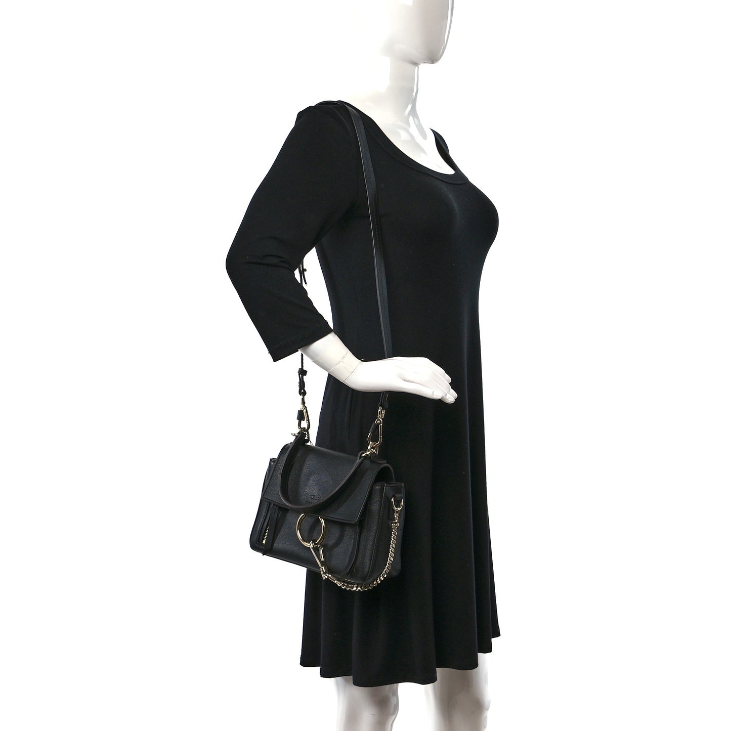 Calfskin Mini Faye Day Shoulder Bag Black