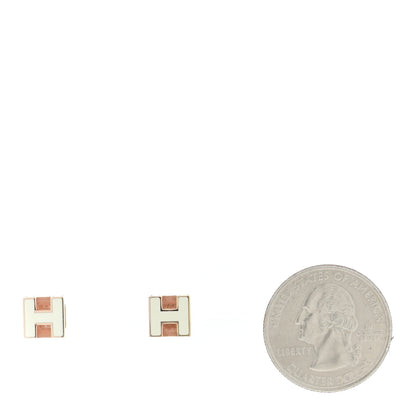Hermes Rose Gold Lacquered Cage d'H Earrings White 2 of 6