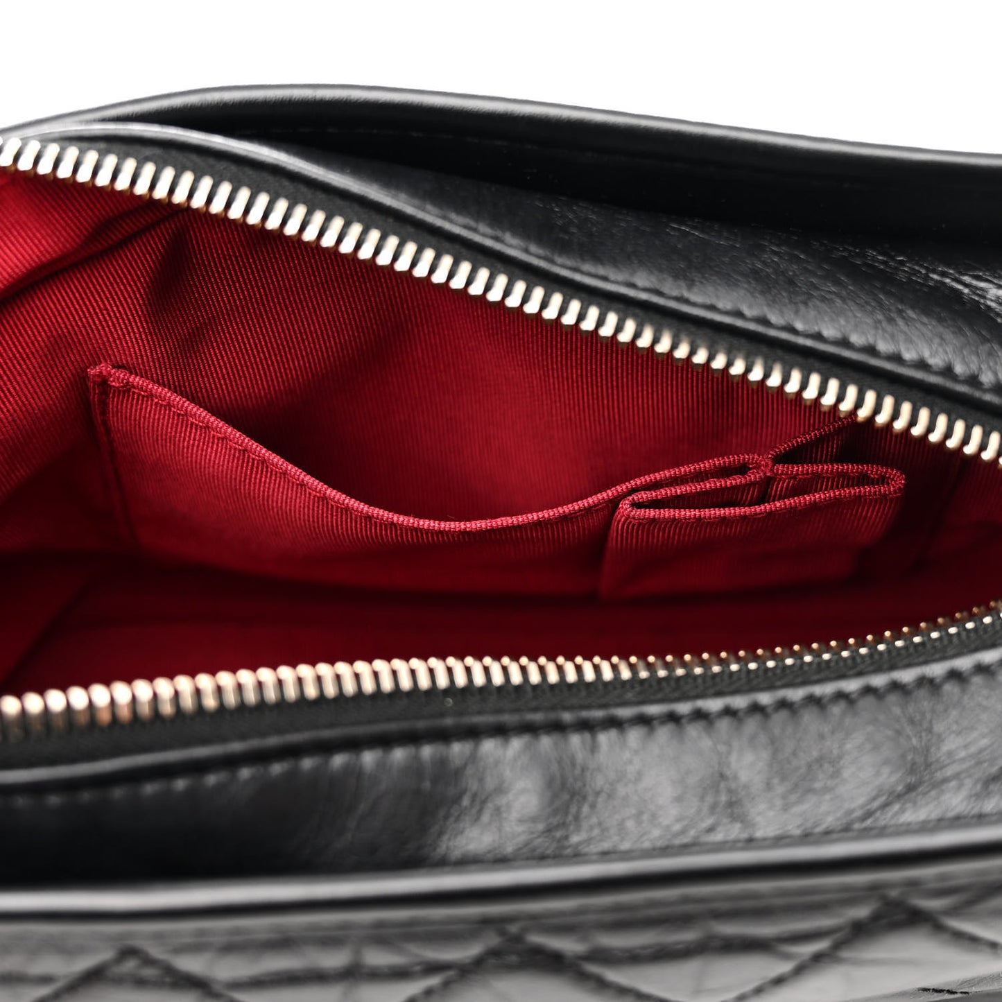 Aged Calfskin Quilted Small Gabrielle Hobo Black