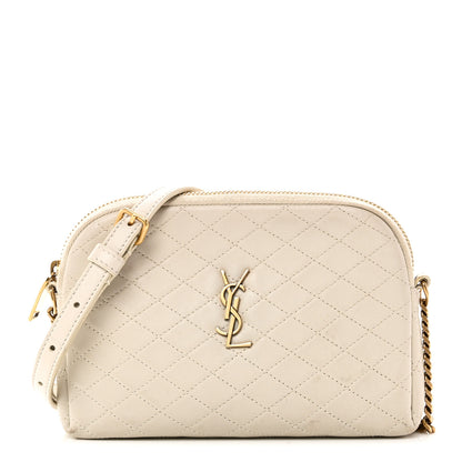 Saint Laurent Lambskin Quilted Gaby Zipped Pouch Crema Soft 1 of 10