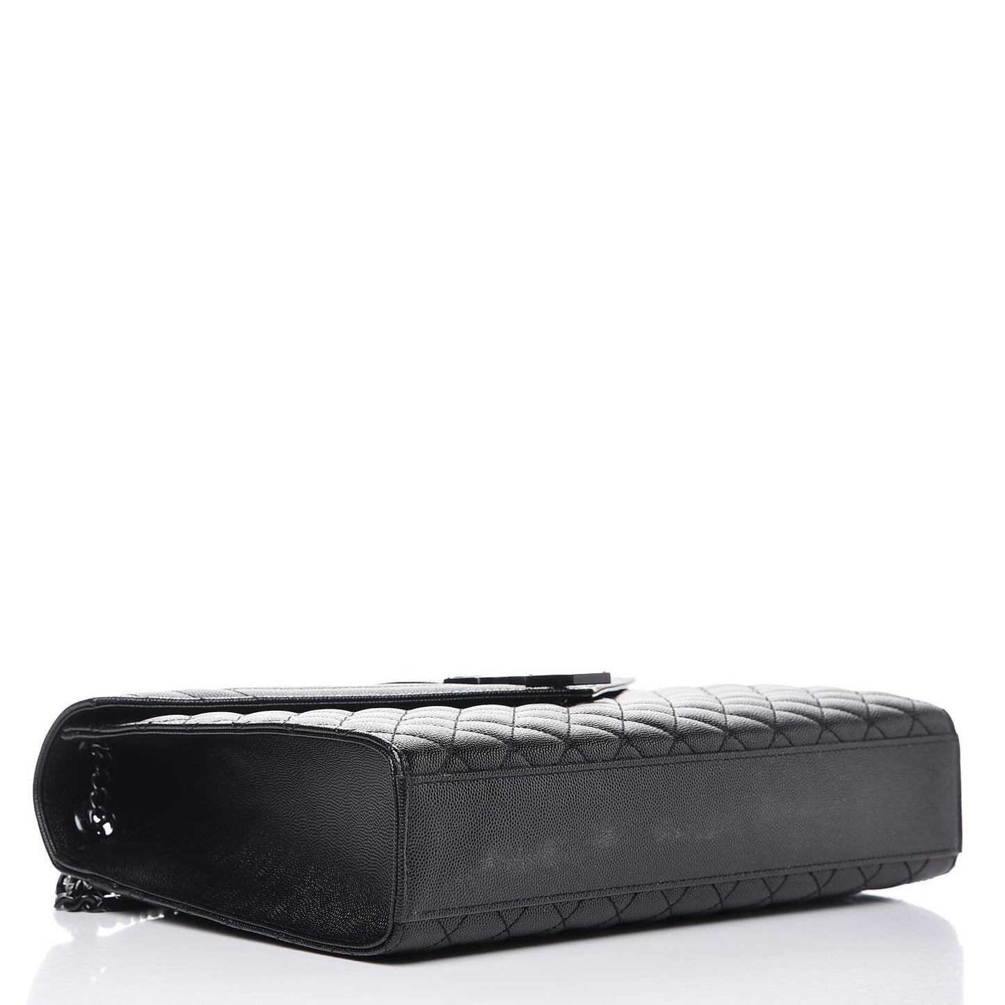 Grain De Poudre Textured Mixed Matelasse Large Triquilt Monogram Monochrome Satchel Black