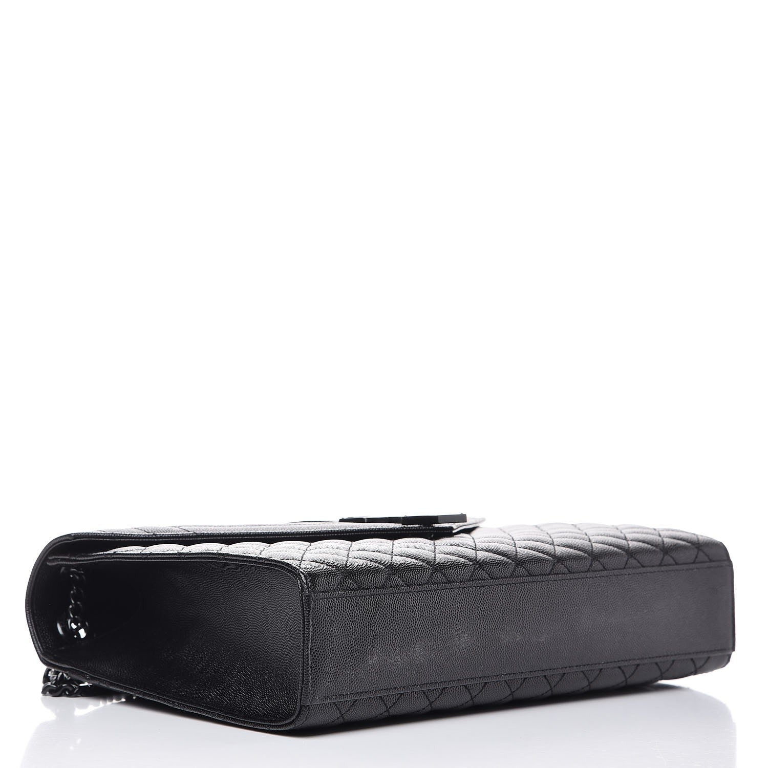 Saint Laurent Grain De Poudre Textured Mixed Matelasse Large Triquilt Monogram Monochrome Satchel Black 4 of 8