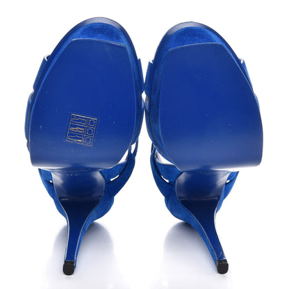 Saint Laurent Suede Tribute 105 Platform Sandals 37.5 Blue 5 of 8