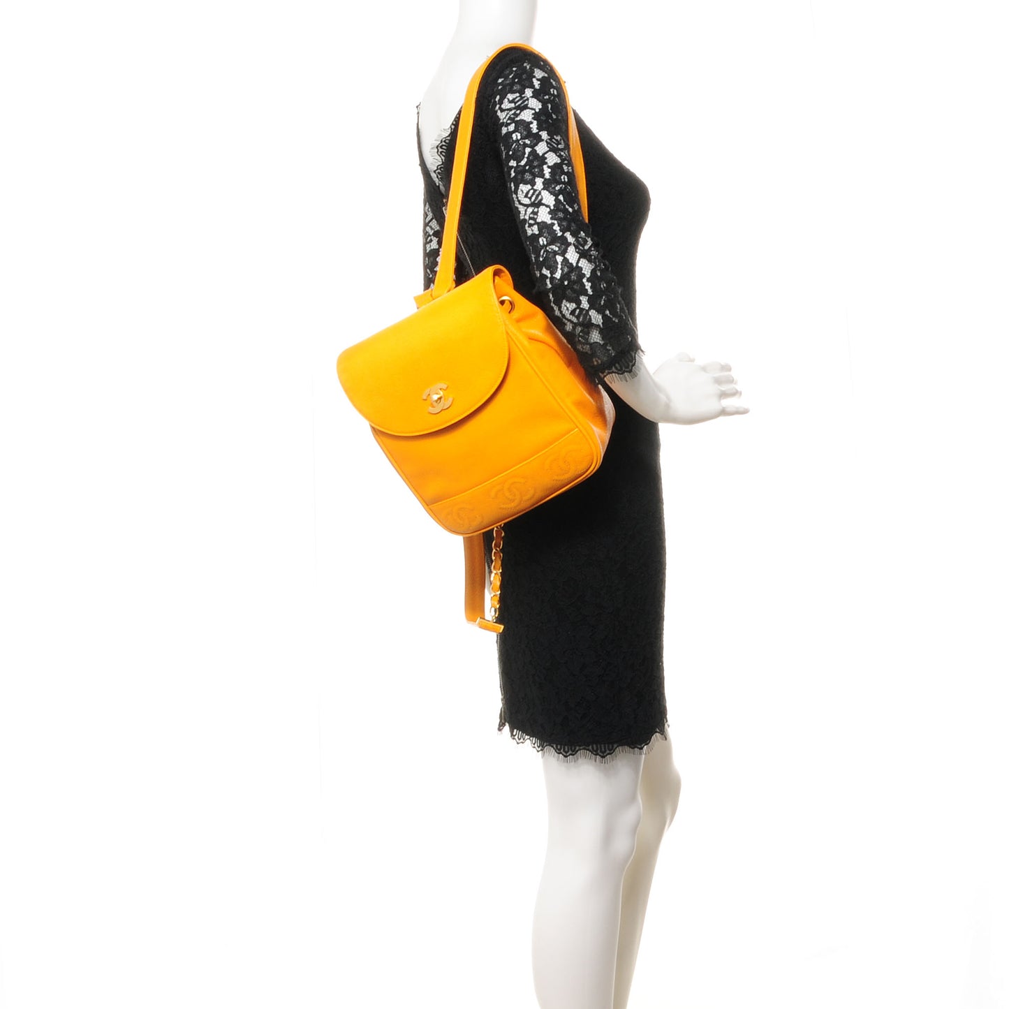 Caviar Drawstring Backpack Bag Mango