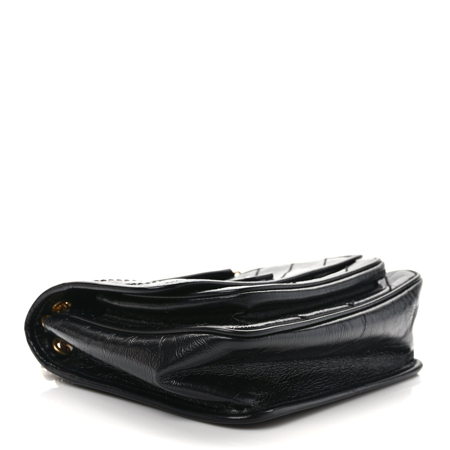 Saint Laurent Crinkled Calfskin Matelasse Monogram Baby Niki Chain Satchel Black 4 of 9