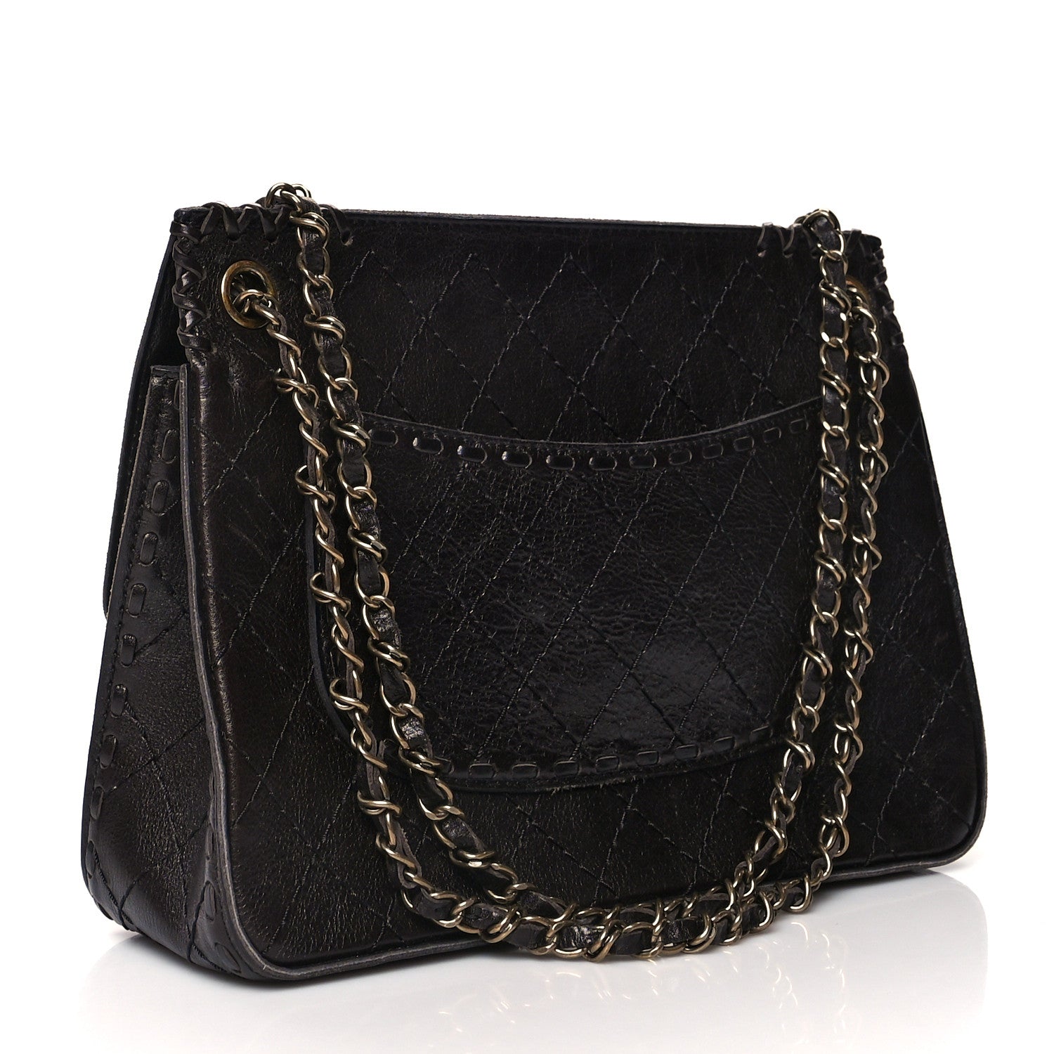 Chanel Calfskin Stitched Large Vintage Flap Dark Brown 3 of 10