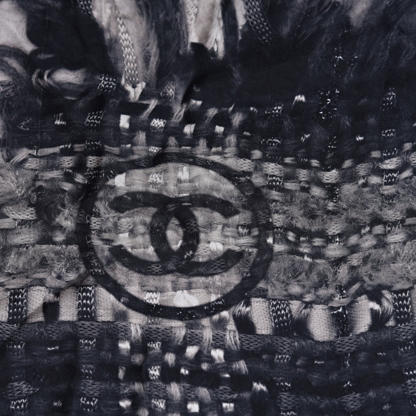 Silk Weave Print Scarf Black