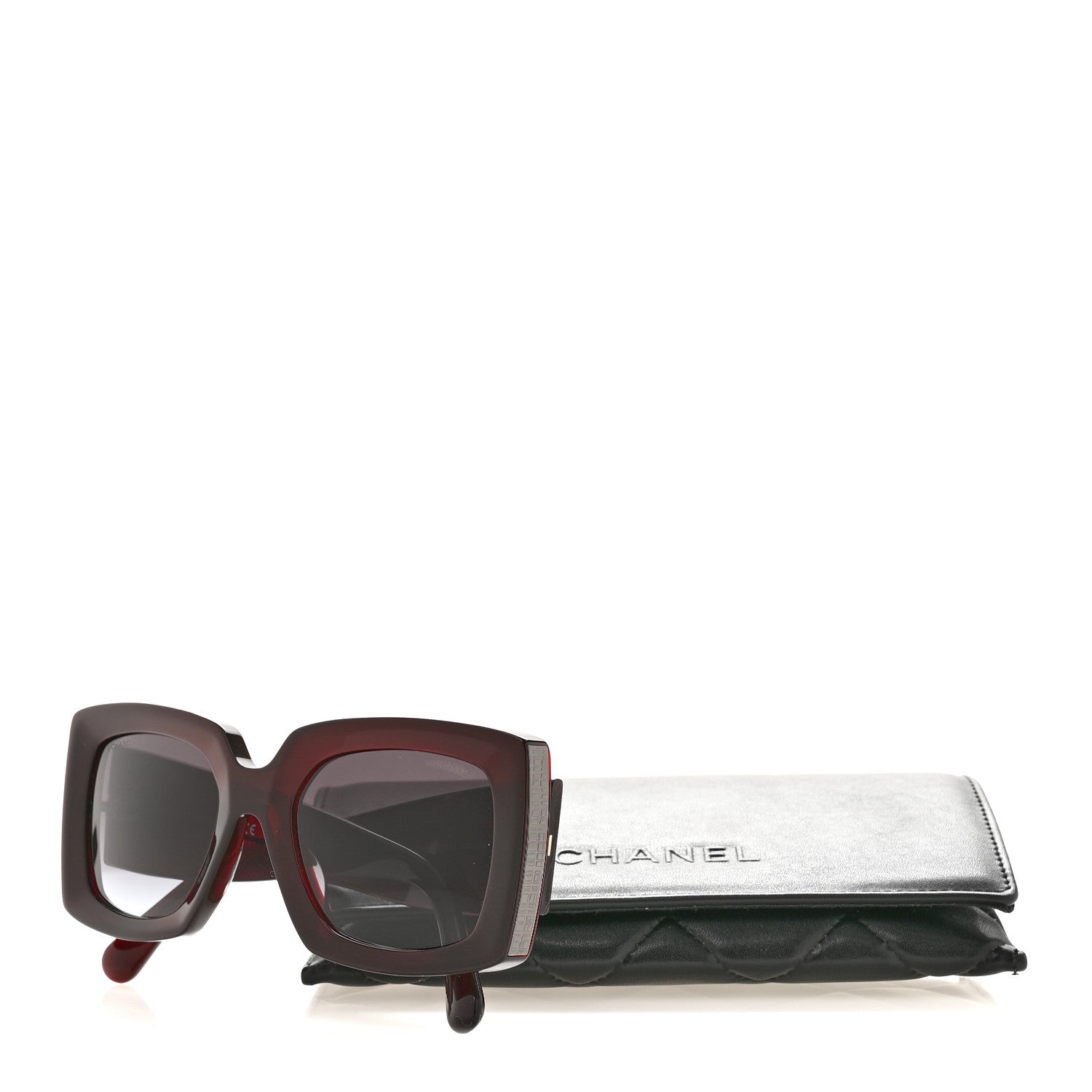 Chanel Acetate Rectangle Sunglasses 5435-A Burgundy 8 of 8