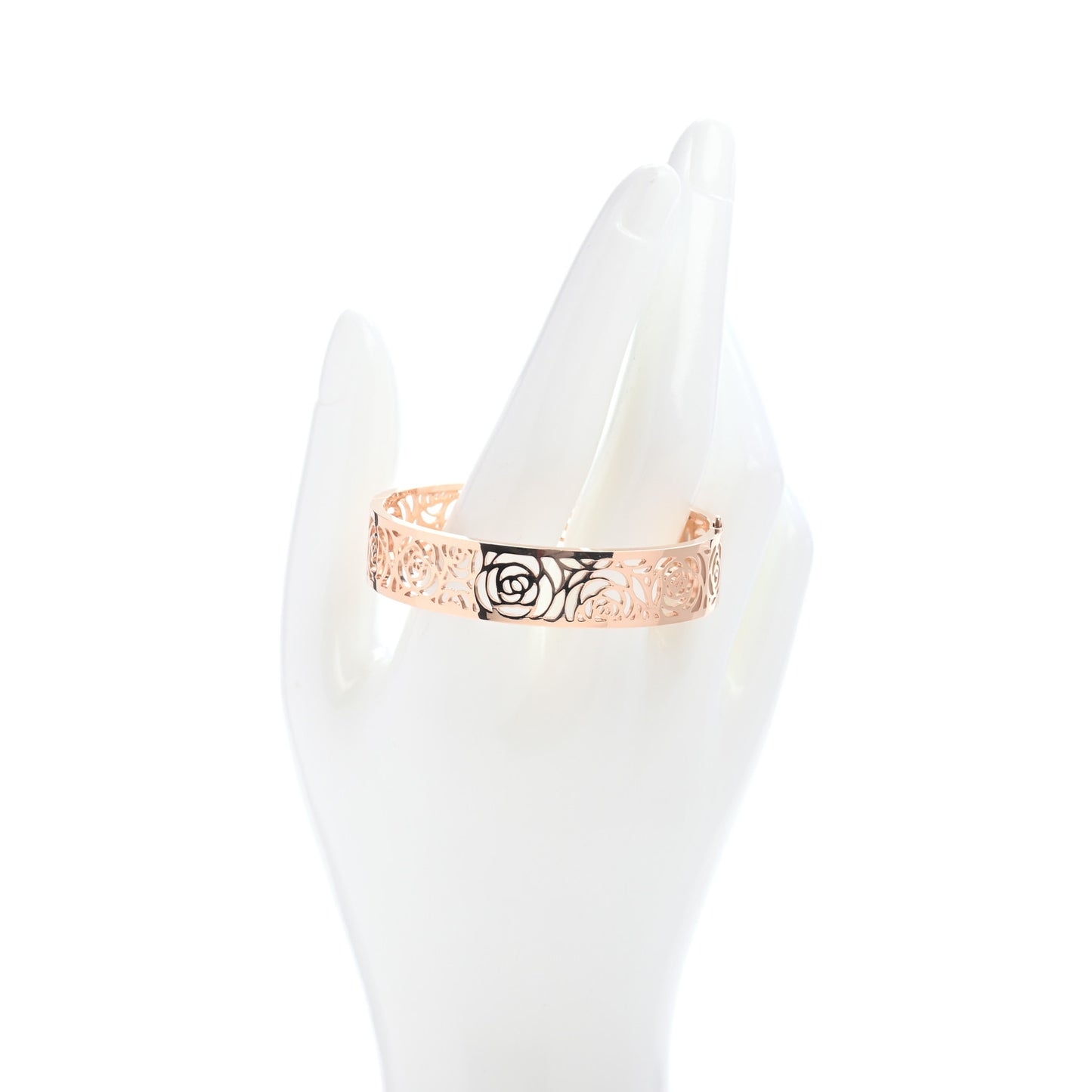 18K Rose Gold Camellia Ajoure Bangle Bracelet