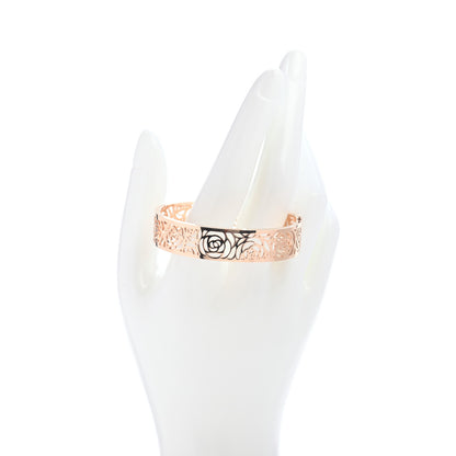 Chanel 18K Rose Gold Camellia Ajoure Bangle Bracelet 2 of 5