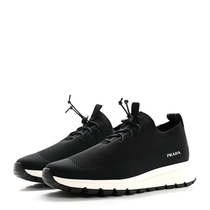 Prada Rubber Knit Fabric Mens Calzature Uomo Sneakers 8 Black Bluette 4 of 10