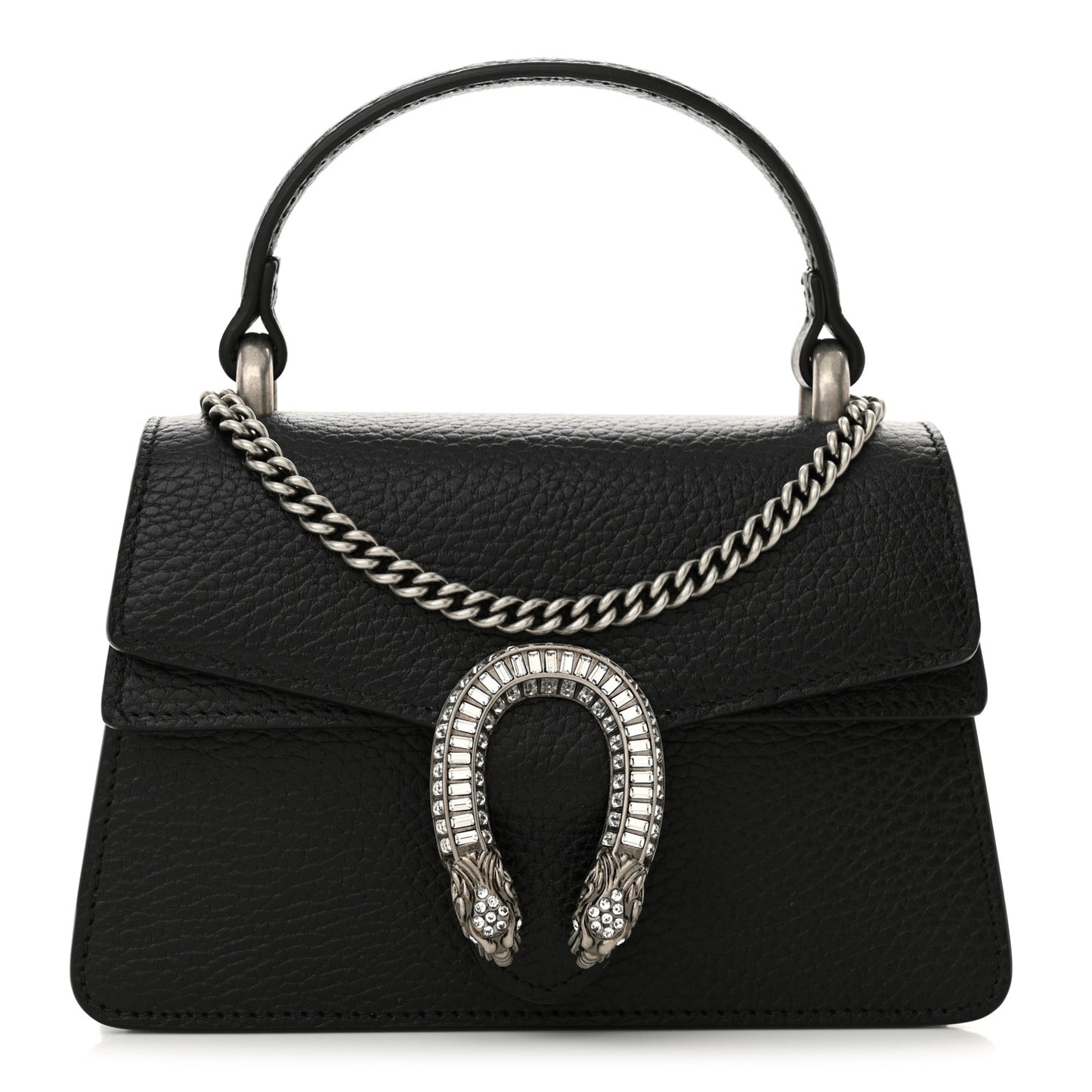 Dollar Calfskin Crystal Mini Dionysus Top Handle Bag Black Crystal