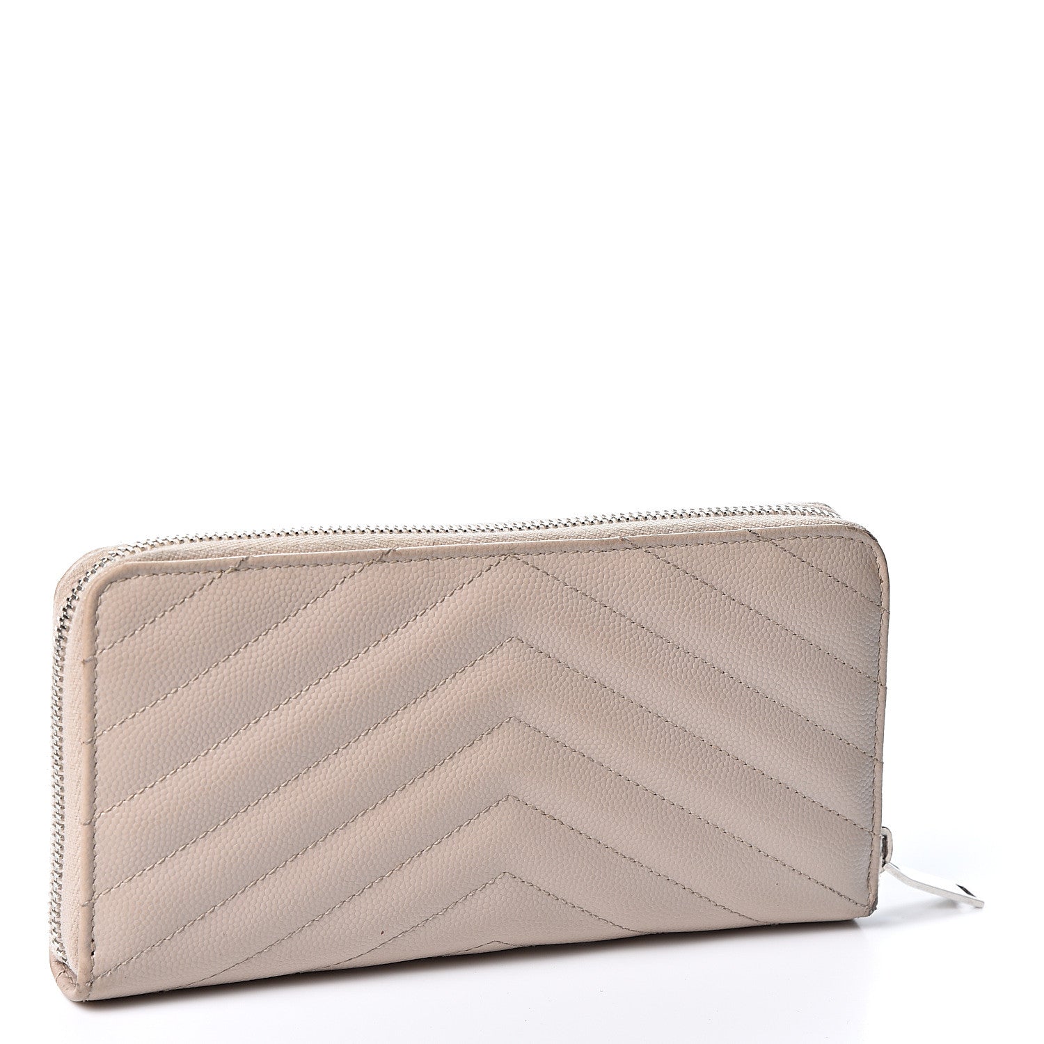 Saint Laurent Grain De Poudre Matelasse Chevron Monogram Zip Around Wallet Rose Poudre 2 of 8