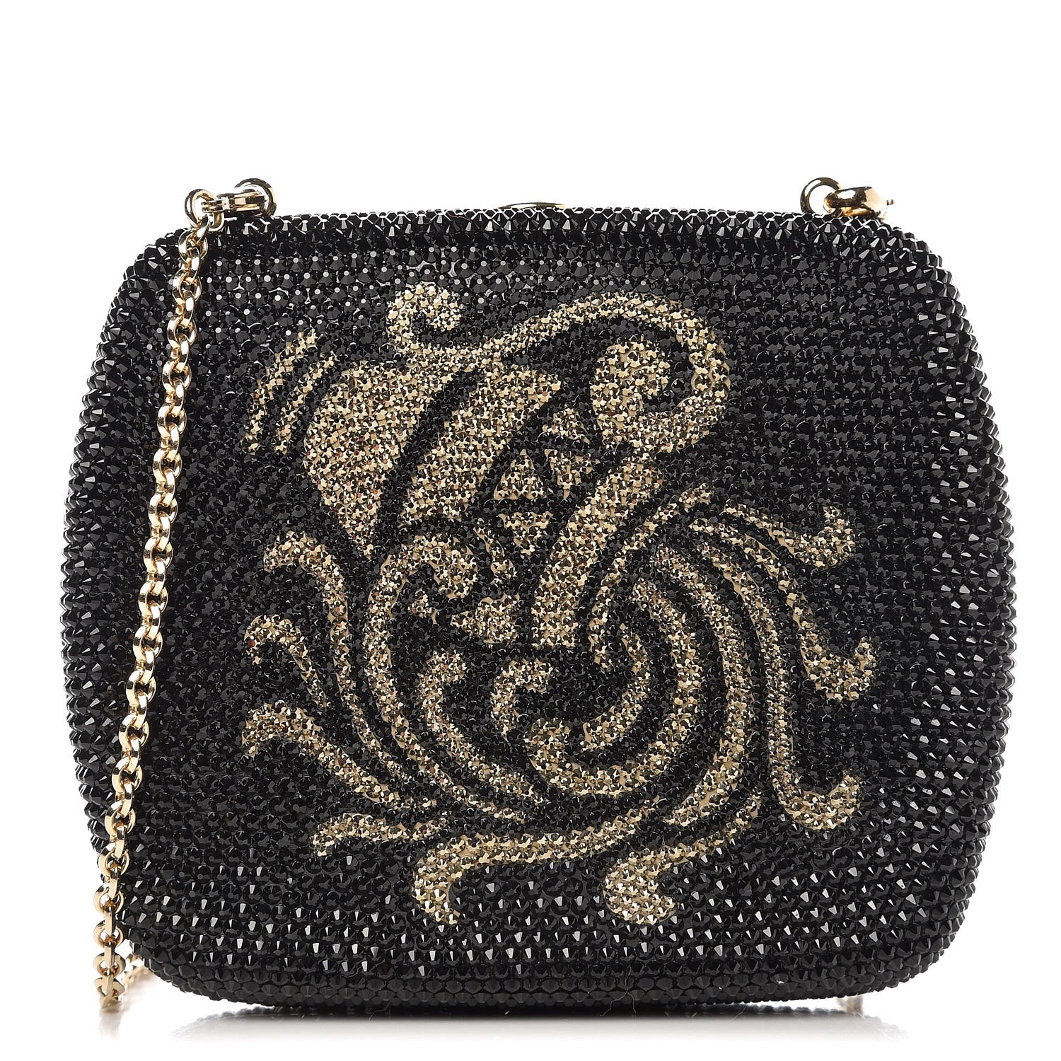 Judith Leiber Swarovski Crystal Aquarius Minaudiere Clutch Black 1 of 7