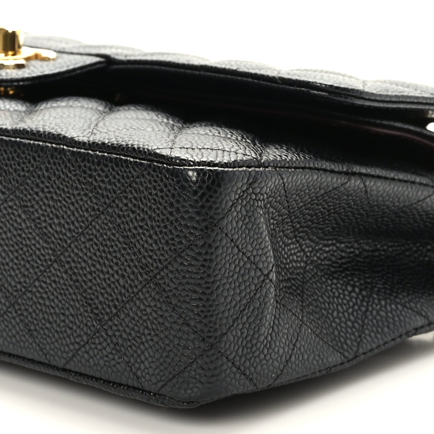 Caviar Quilted Medium Double Flap Black