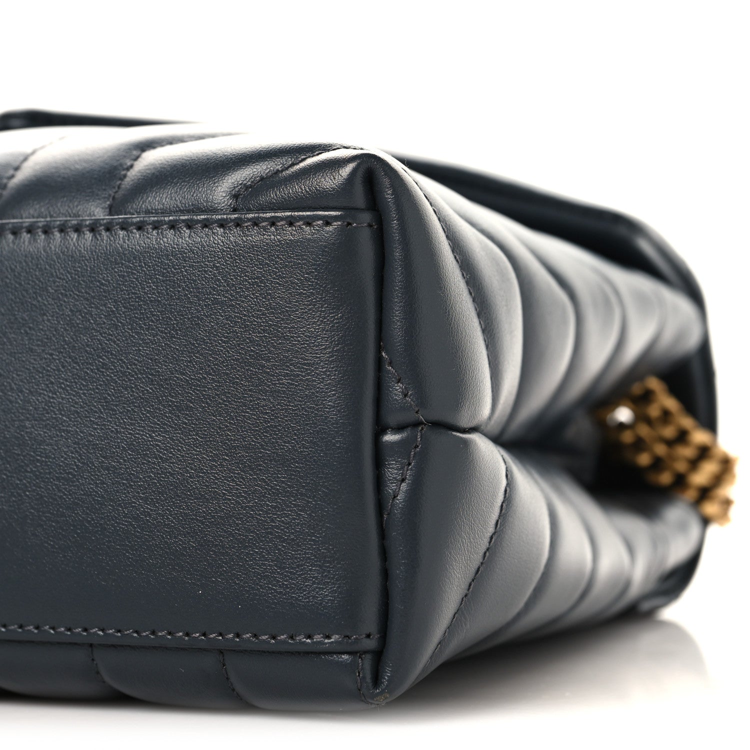 Saint Laurent Calfskin Y Quilted Monogram Small Loulou Chain Satchel Dark Smog 10 of 10