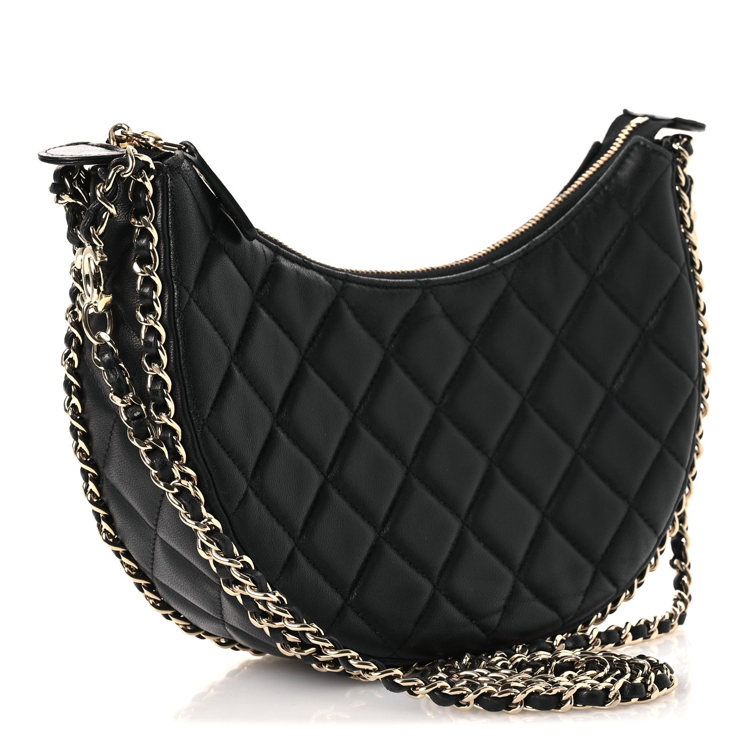 Chanel Lambskin Quilted Small Hobo Bag Black 3 of 10
