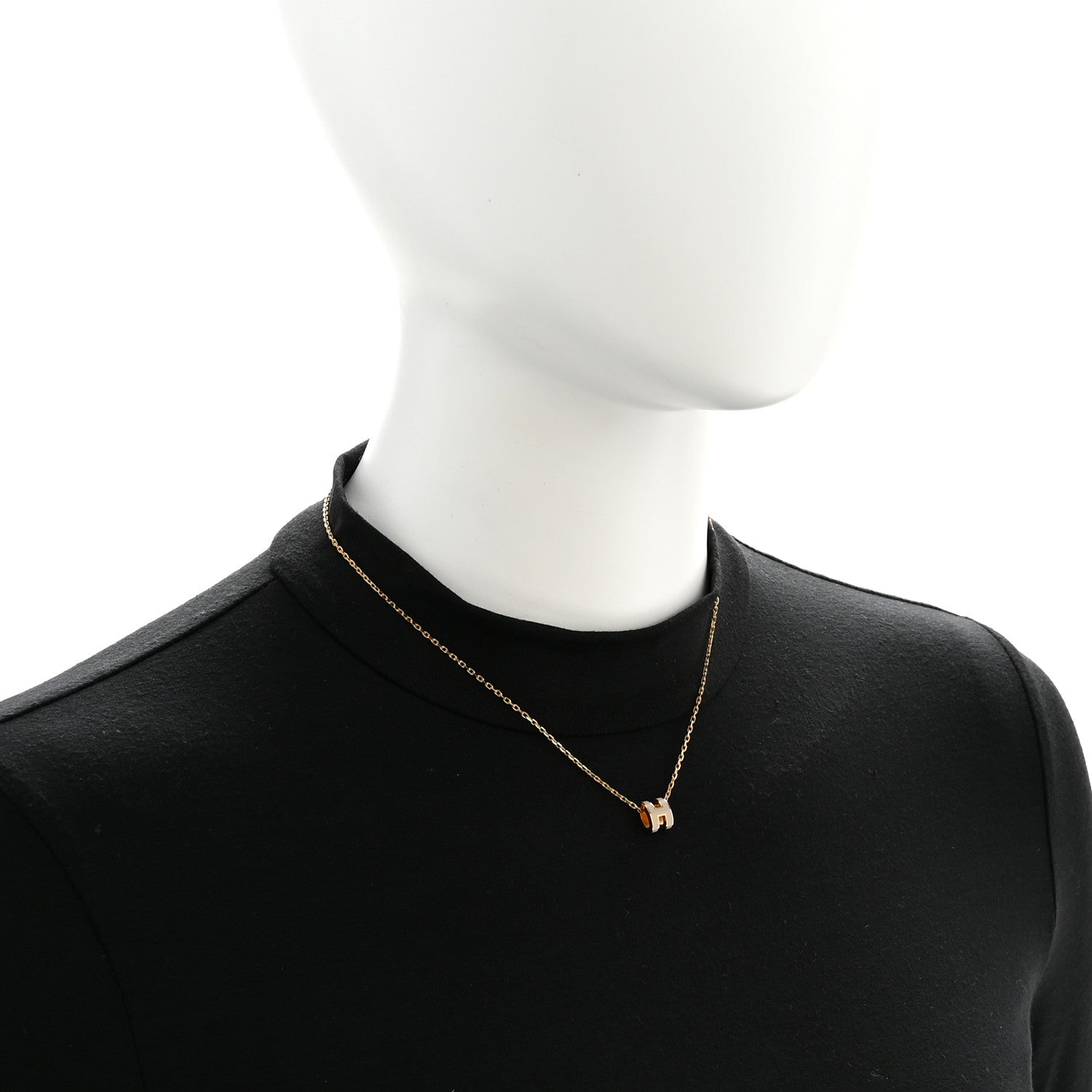 Hermes Lacquered Gold Mini Pop H Pendant Necklace Marron Glace 2 of 7