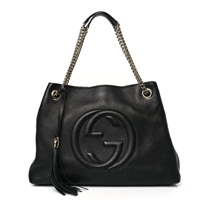 Gucci Pebbled Calfskin Medium Soho Chain Shoulder Bag Black 1 of 9
