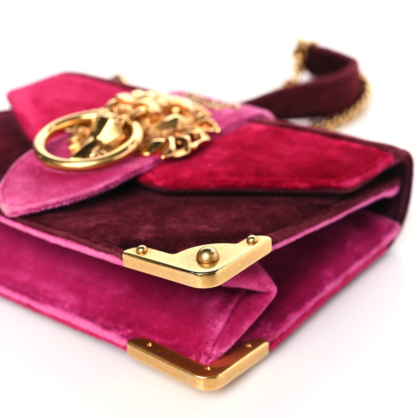 Velluto Lions Head Cahier Shoulder Bag Ribes Fuxia