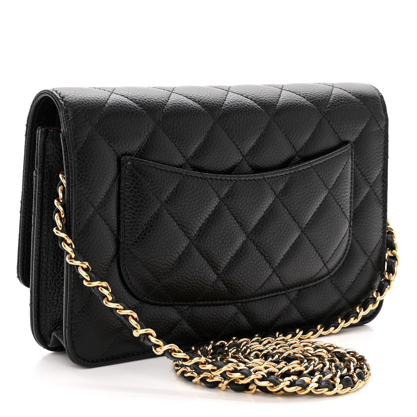 Caviar Quilted Wallet on Chain WOC Black