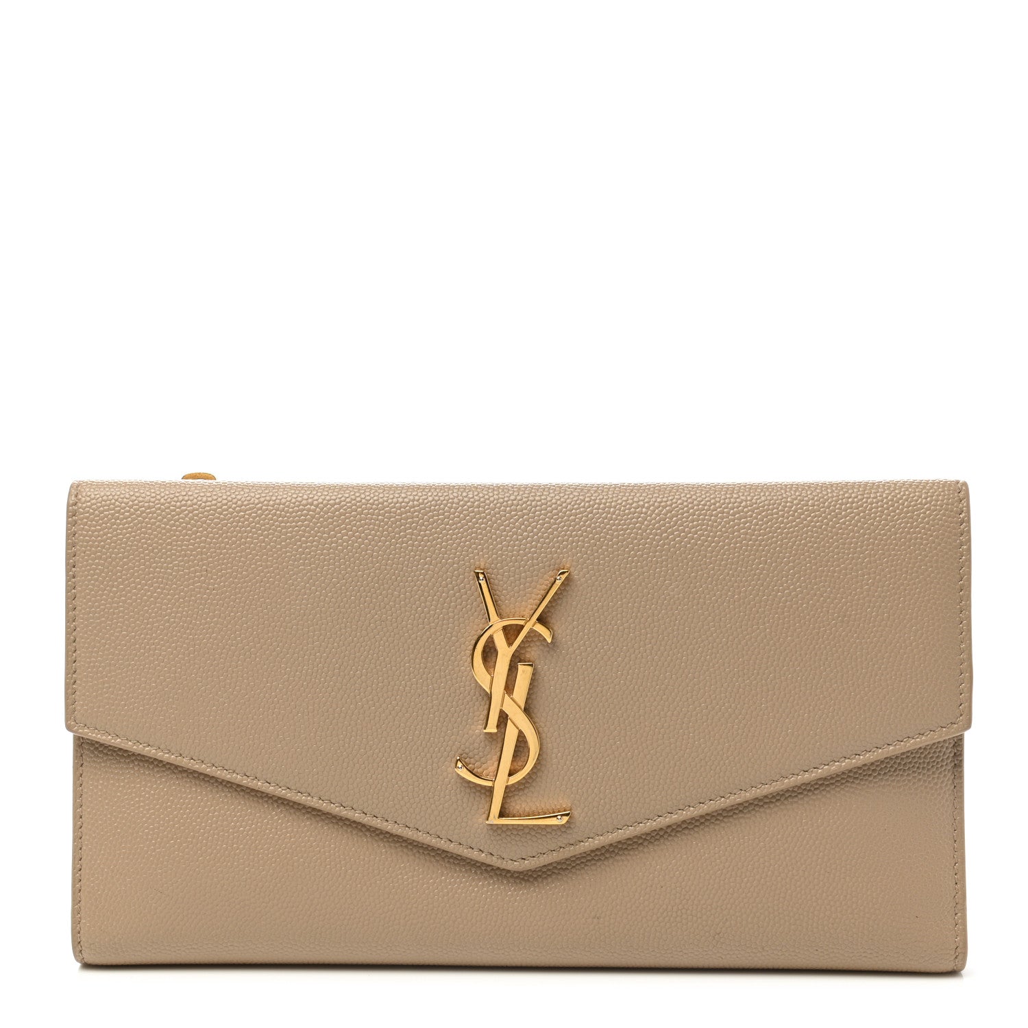 Saint Laurent Grain De Poudre Monogram Uptown Wallet Dark Beige 1 of 9