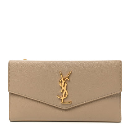 Saint Laurent Grain De Poudre Monogram Uptown Wallet Dark Beige 1 of 9