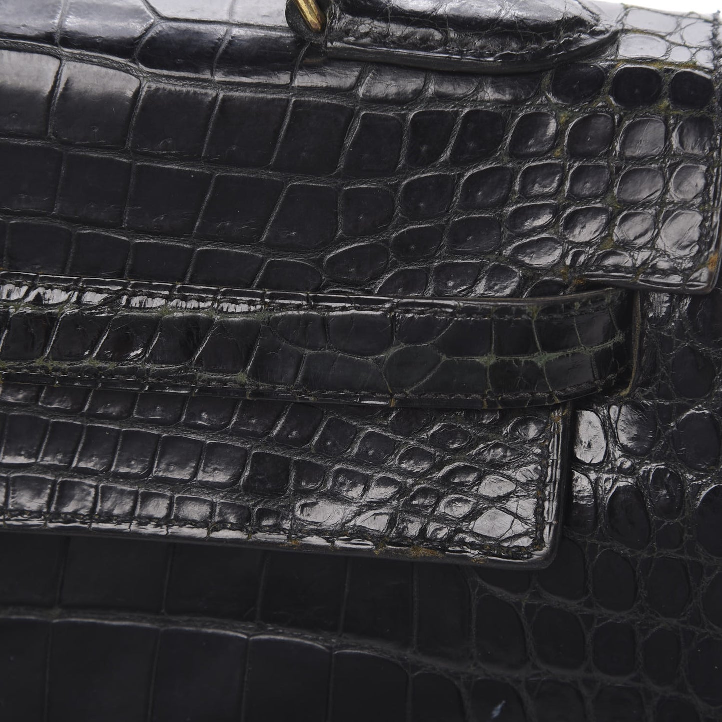 Shiny Porosus Crocodile Kelly Sellier 32 Black