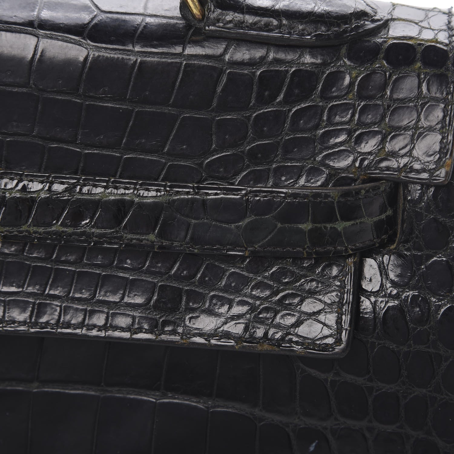 Hermes Shiny Porosus Crocodile Kelly Sellier 32 Black 50 of 50