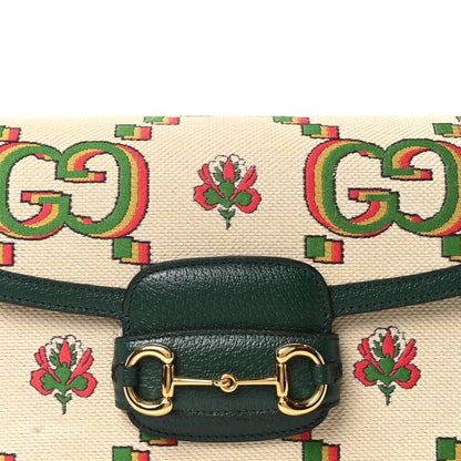 Gucci Monogram Jumbo GG 100th Anniversary Horsebit 1955 Shoulder Bag Green Multicolor 7 of 9