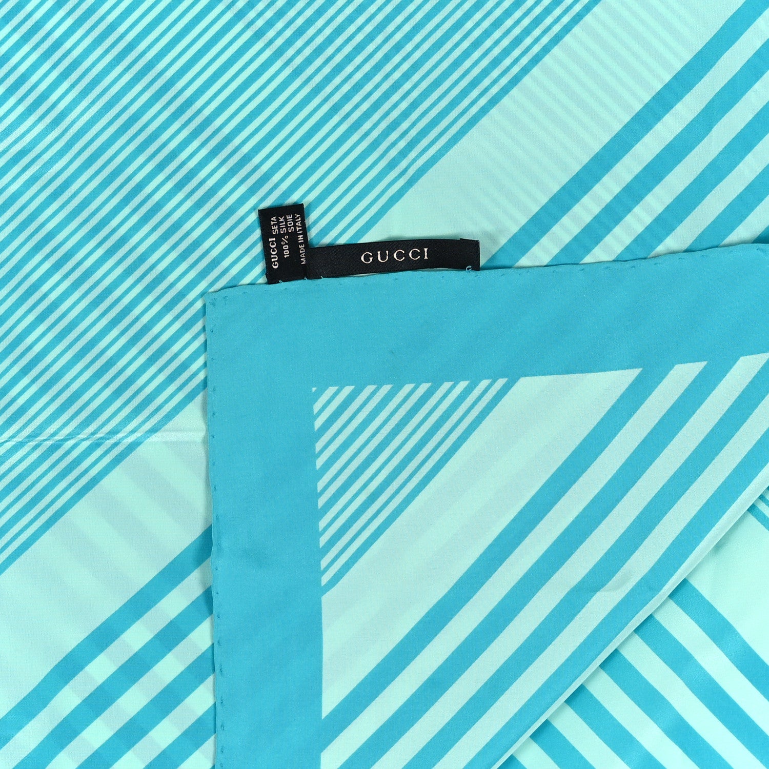 Gucci Silk Square Scarf Light Blue 3 of 3