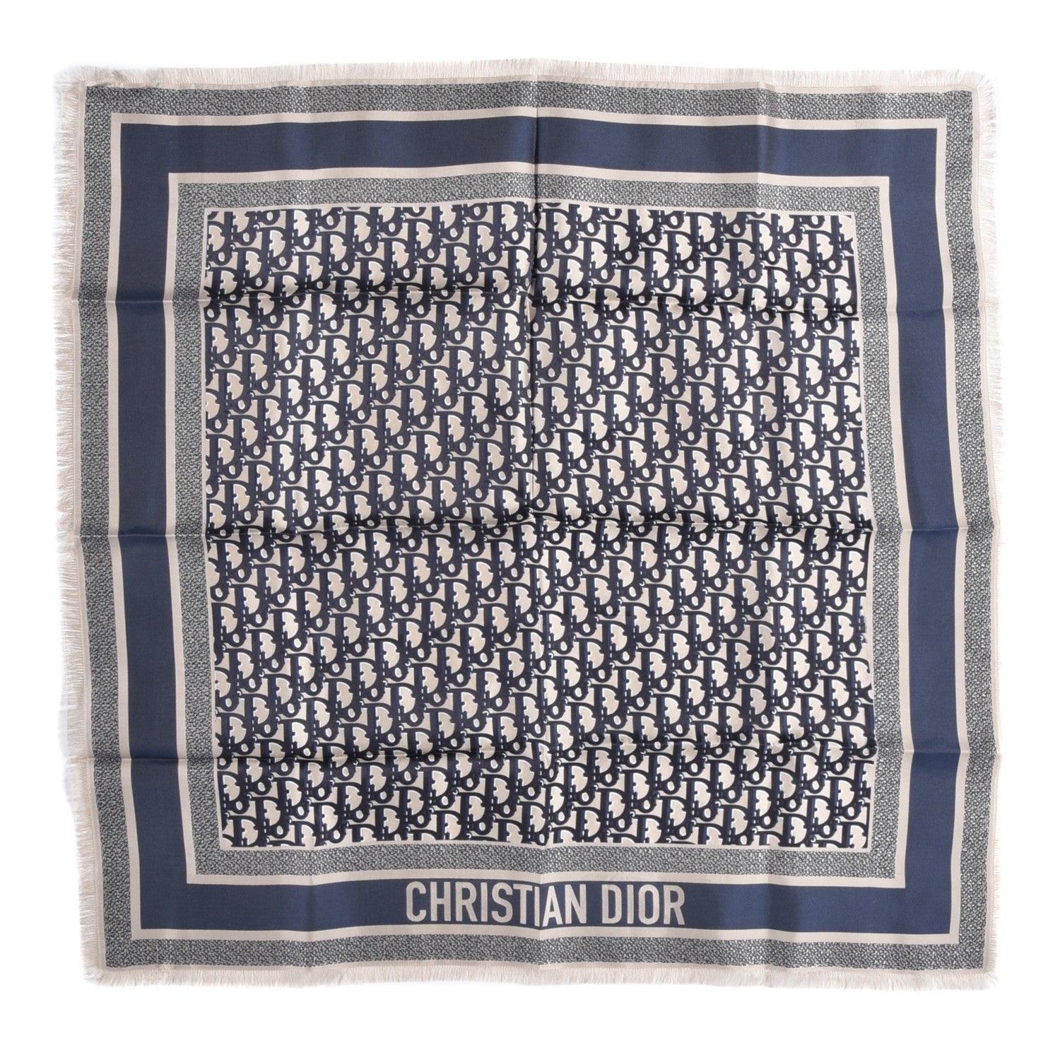 Christian Dior Silk Oblique Scarf Blue 1 of 2