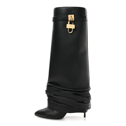 Givenchy Lambskin Shark Lock Stiletto High Boots 41 Black 1 of 8