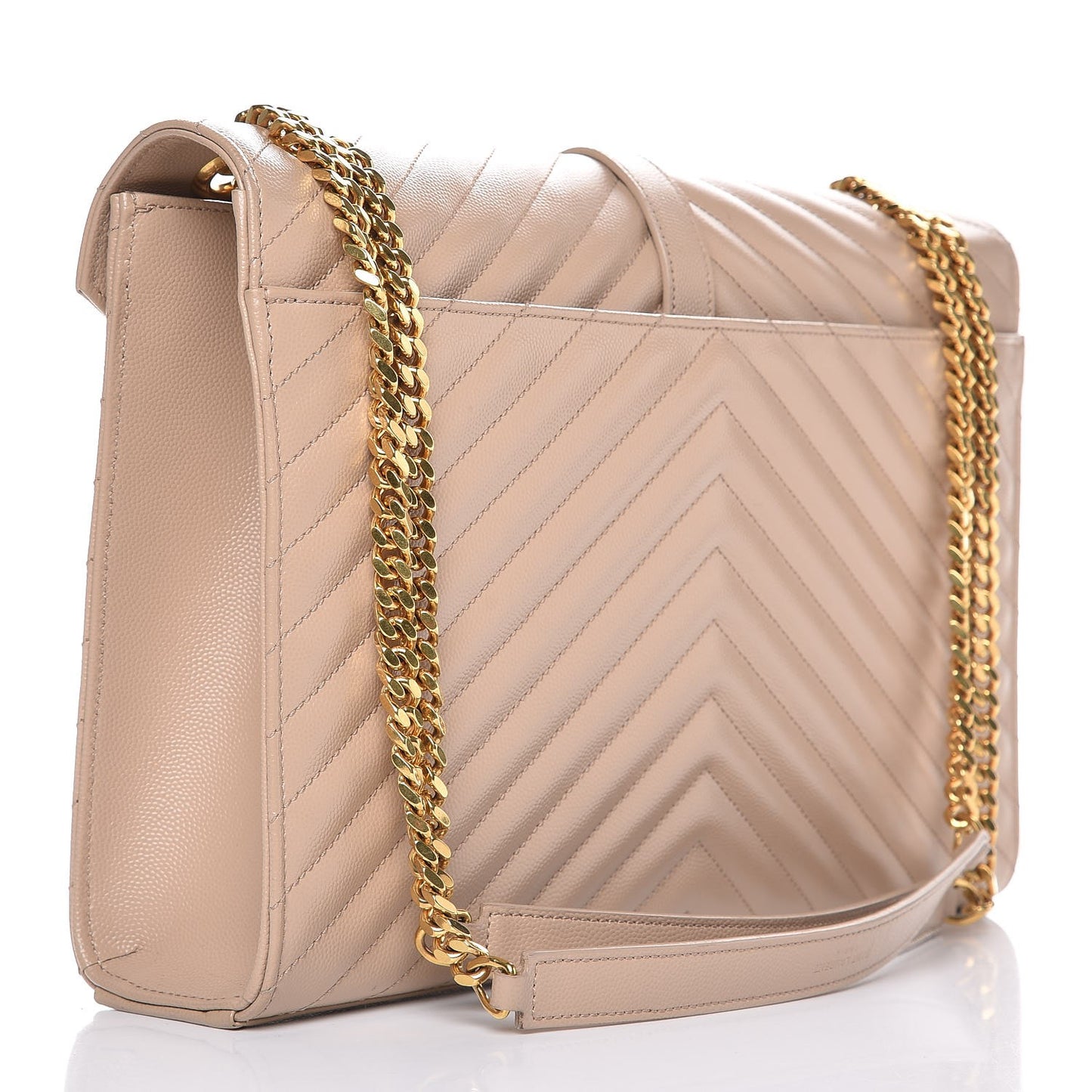 Grain De Poudre Matelasse Chevron Large Monogram Satchel Dark Beige