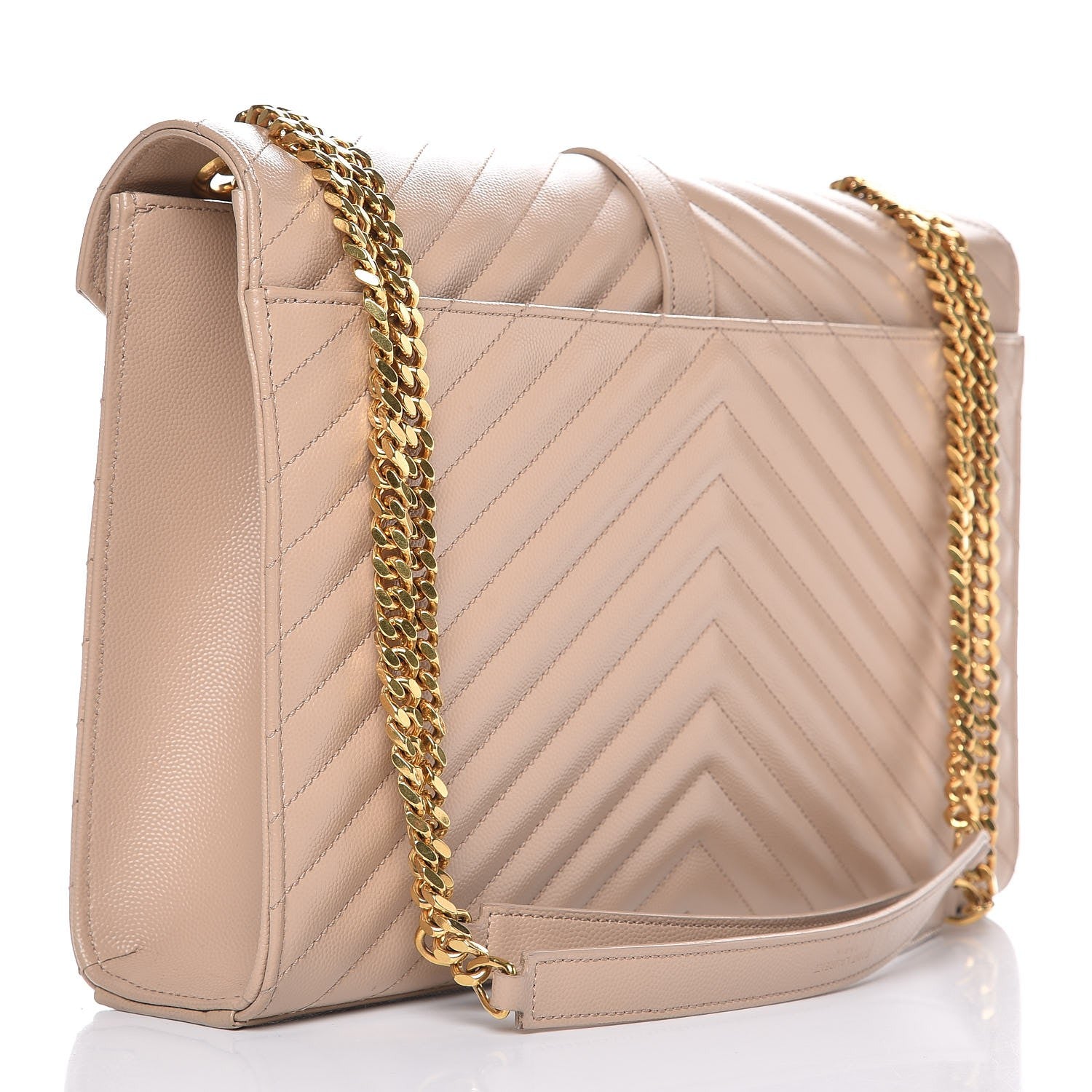 Saint Laurent Grain De Poudre Matelasse Chevron Large Monogram Satchel Dark Beige 3 of 7