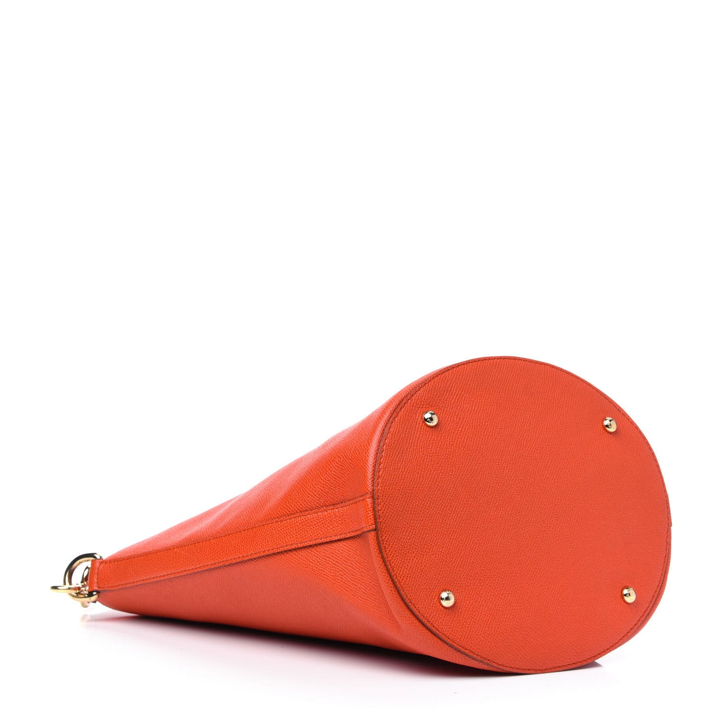 Textured Calfskin Bucket Tote Orange
