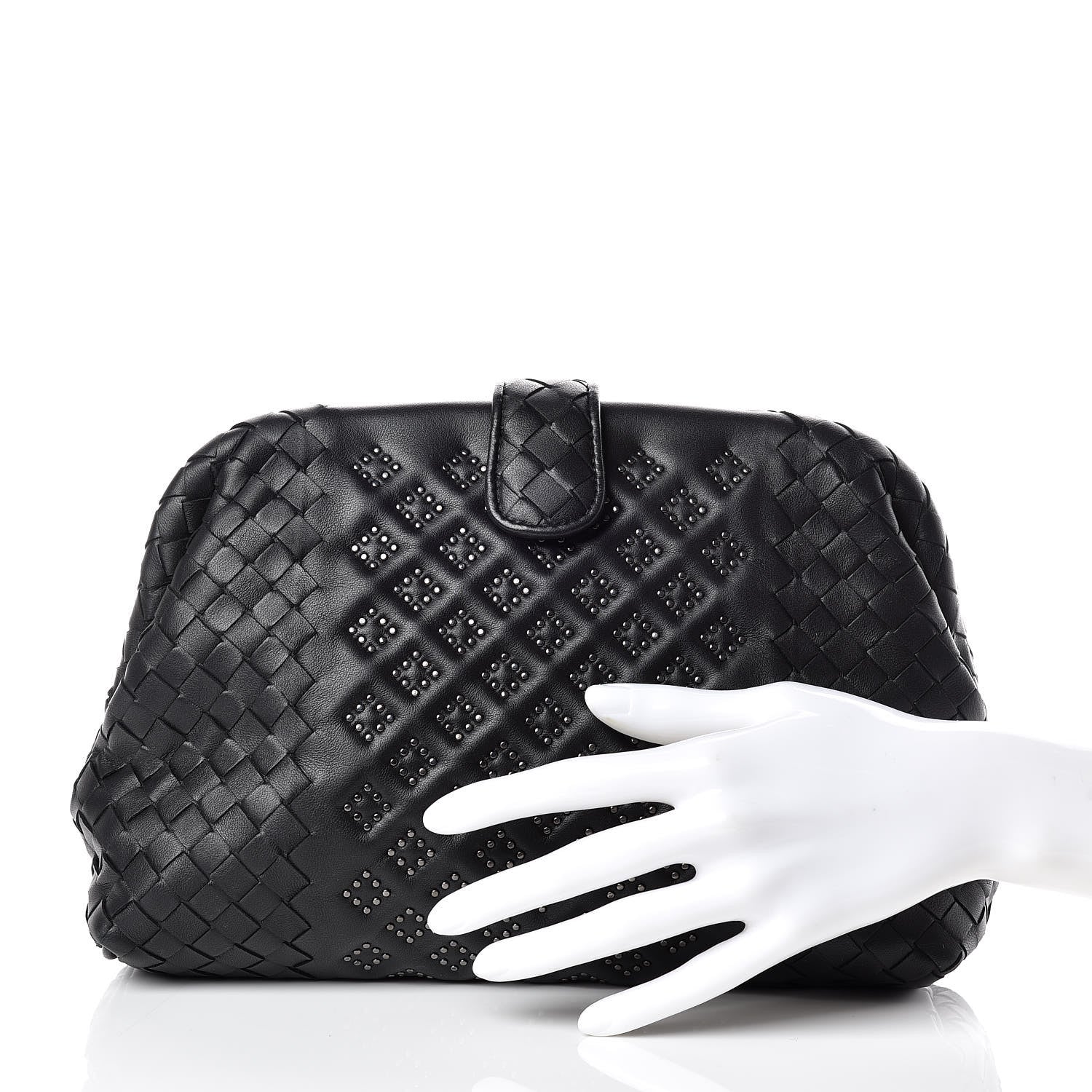 Bottega Veneta Nappa Intrecciato Studded The Lauren 1980 Clutch Black 2 of 9