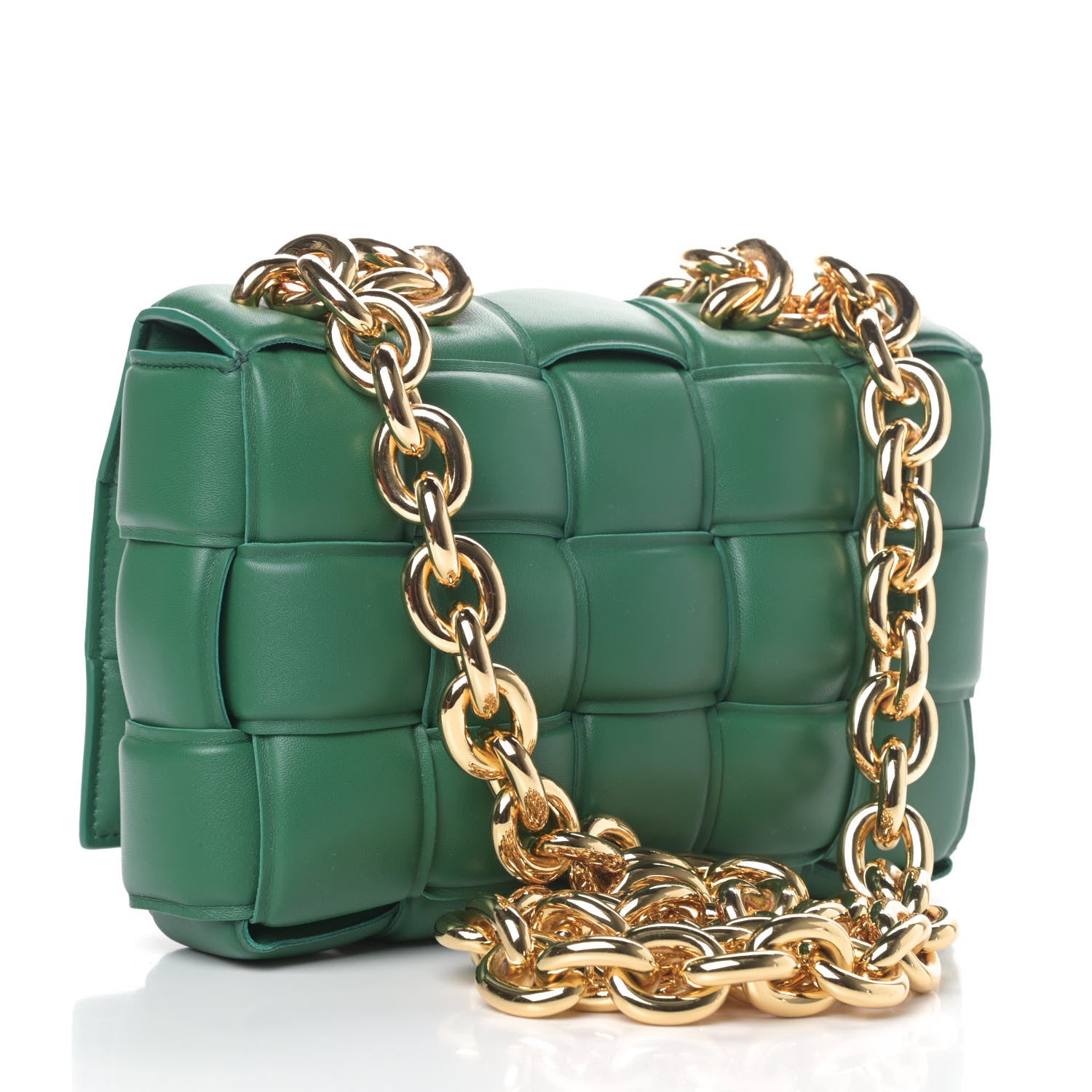 Bottega Veneta Lambskin Maxi Intreccio Padded Chain Cassette Crossbody Bag Racing Green 2 of 4