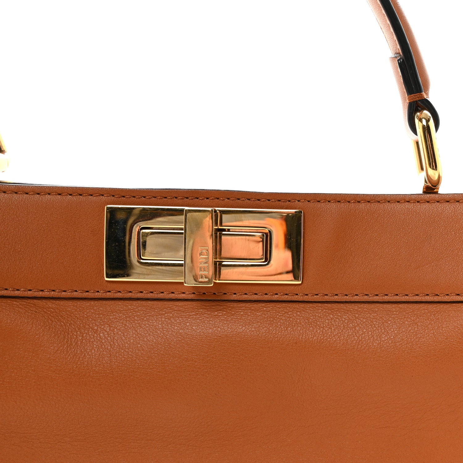 Fendi Vitello Seta Shiny Nappa Medium Peekaboo I SEE U Satchel Miele Scuro Light Rose 7 of 9