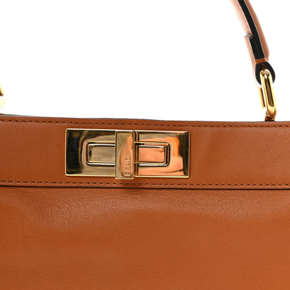 Fendi Vitello Seta Shiny Nappa Medium Peekaboo I SEE U Satchel Miele Scuro Light Rose 7 of 9