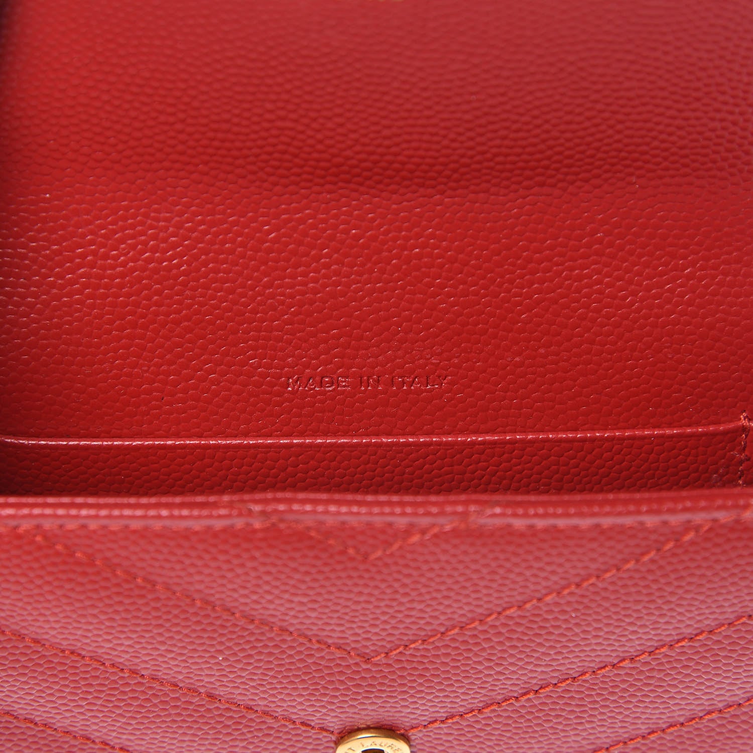 Saint Laurent Grain De Poudre Matelasse Chevron Small Monogram Envelope Wallet New Red 7 of 8