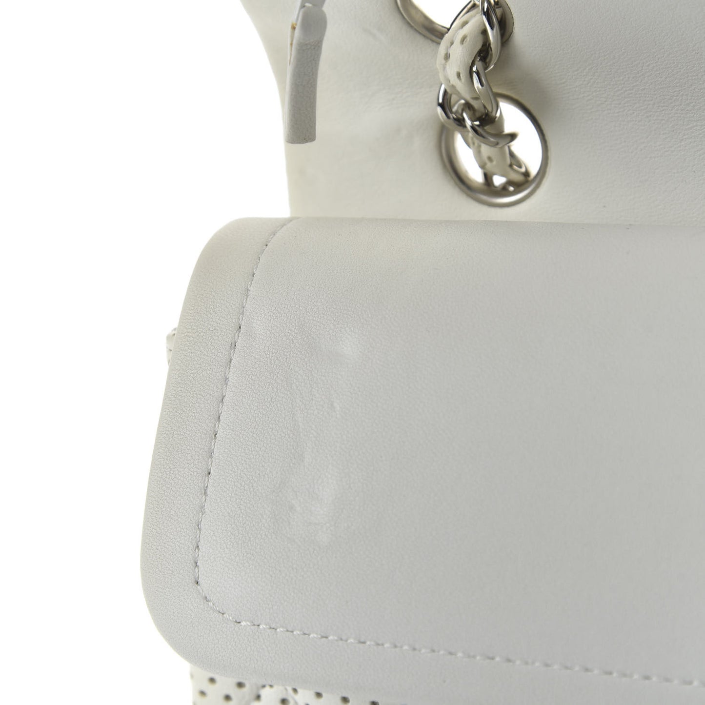 Lambskin Perforated Medium Double Flap White