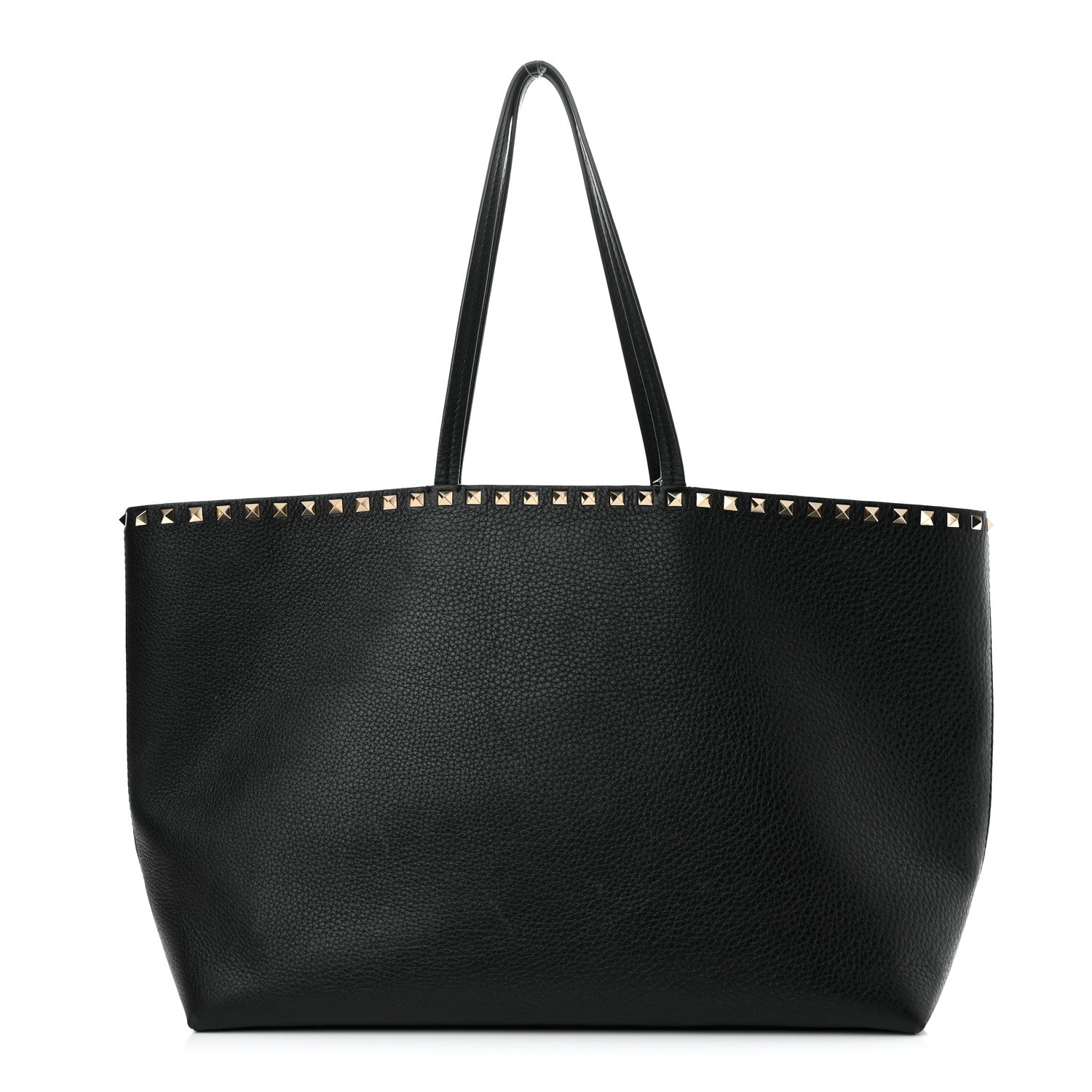 Valentino Garavani Grained Calfskin Rockstud Shoulder Tote Black 1 of 12
