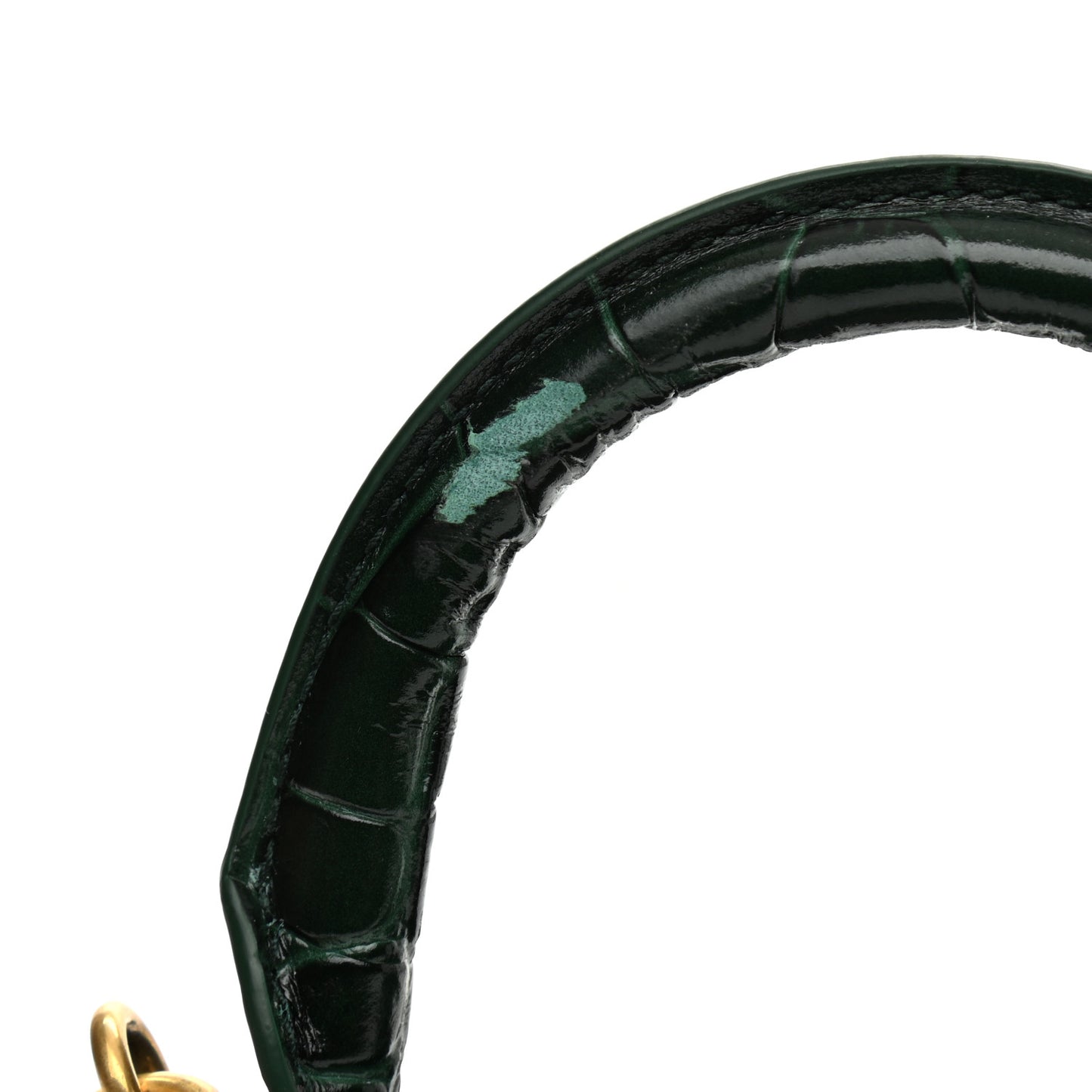Shiny Calfskin Crocodile Embossed Hourglass Top Handle Bag XS Forest Green