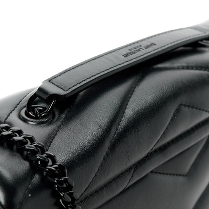 Saint Laurent Calfskin Y Quilted Monogram Monochrome Small Loulou Chain Satchel Black 13 of 14