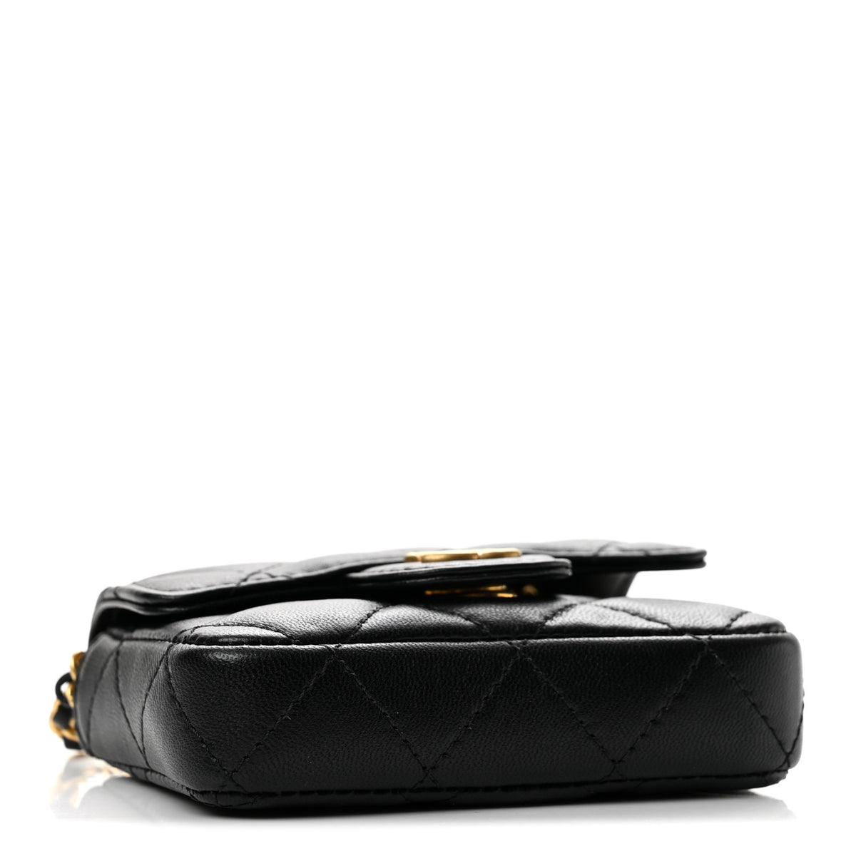 Chanel Lambskin Coco Enamel Quilted Mini Chain Belt Bag Black 4 of 11