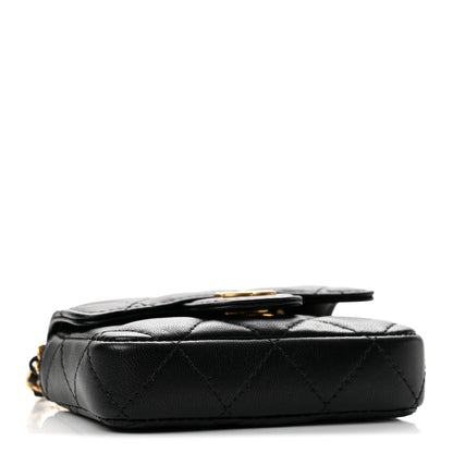 Chanel Lambskin Coco Enamel Quilted Mini Chain Belt Bag Black 4 of 11