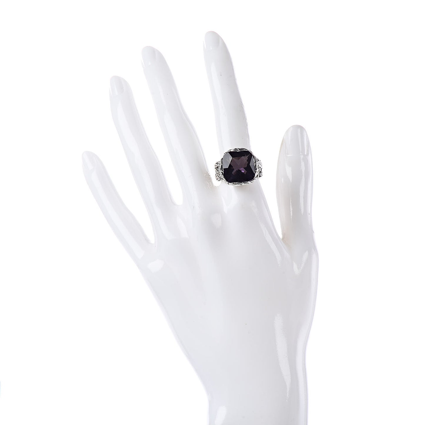 Sterling Silver Amethyst Medium Batu Classic Chain Ring