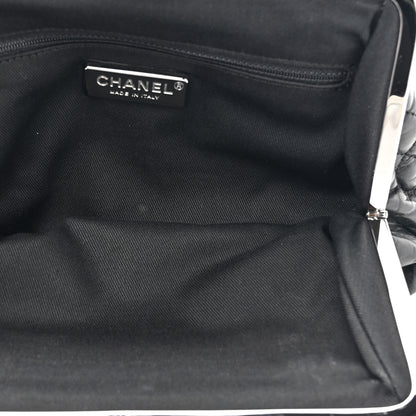 Chanel Pony Hair Lambskin Quilted Kiss Lock Frame Bag Black 7 of 12